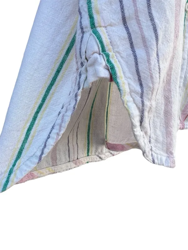 Madewell Women's Small Linen Blend Pastel Rainbow Stripe Button Up Shirt - Image 5