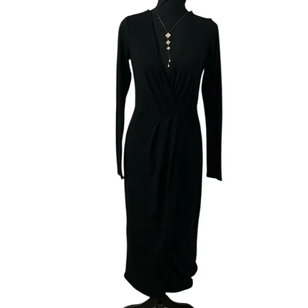 Good American Black Long sleeve Stretchy Mild Wrap Dress(Size 2/Medium) - Image 3