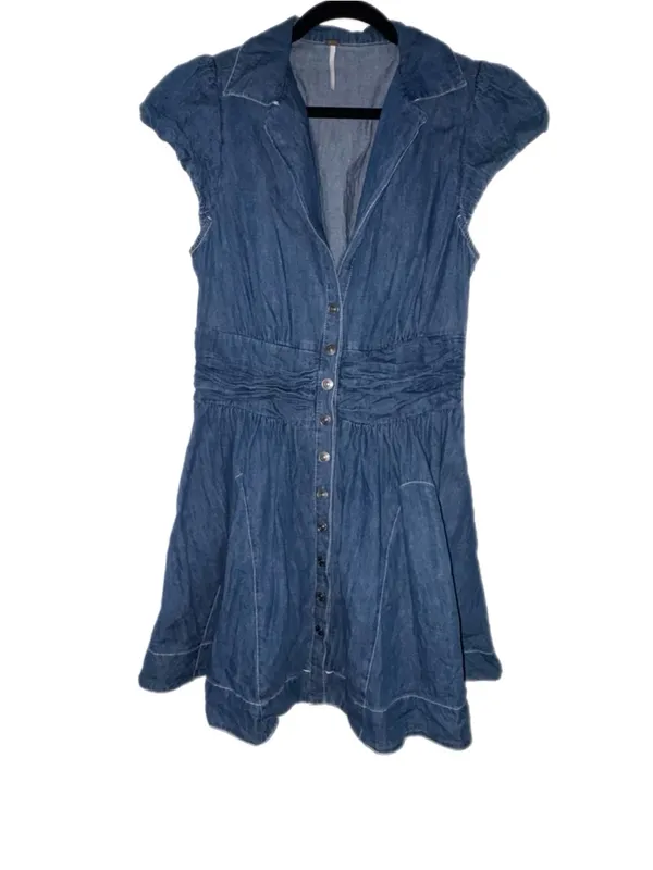 Free People Chester Denim Mini Dress Size Medium - Image 5