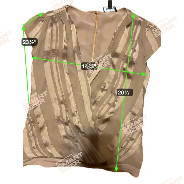 Bronze Shimmer Faux Wrap Bodysuit Plunge V-Neck Top Size S - Image 7