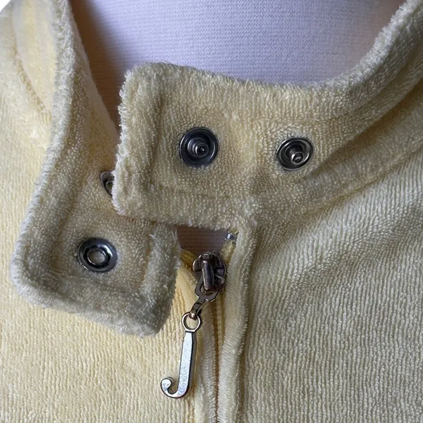 VTG 00s Juicy Couture Terrycloth Track Jacket Butter Yellow Made in the USA Tag - Image 4