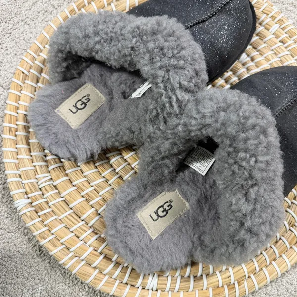 UGG Women’s Scuffette II Serein Slippers Slip-On Shearling Lined Black Sparkle 8 - Image 5