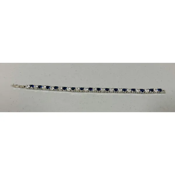 Silver Blue Sapphire Diamond Round Gemstone Tennis Bracelet Jewelry 💙 - Image 4