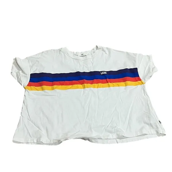 Vans Women's Striped Rainee T-Shirt Multicolor Size S Relaxed Fit - Image 4
