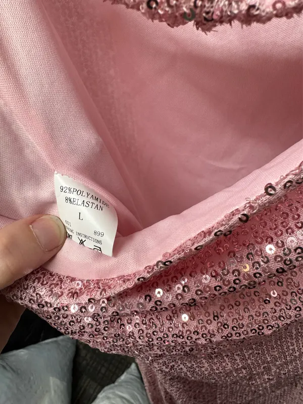 Sequin Strapless Midi Dress Pink Size L - Image 6