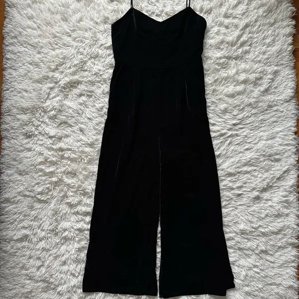 Jcrew Cropped Velvet Jumpsuit Black Size 6 - Image 3