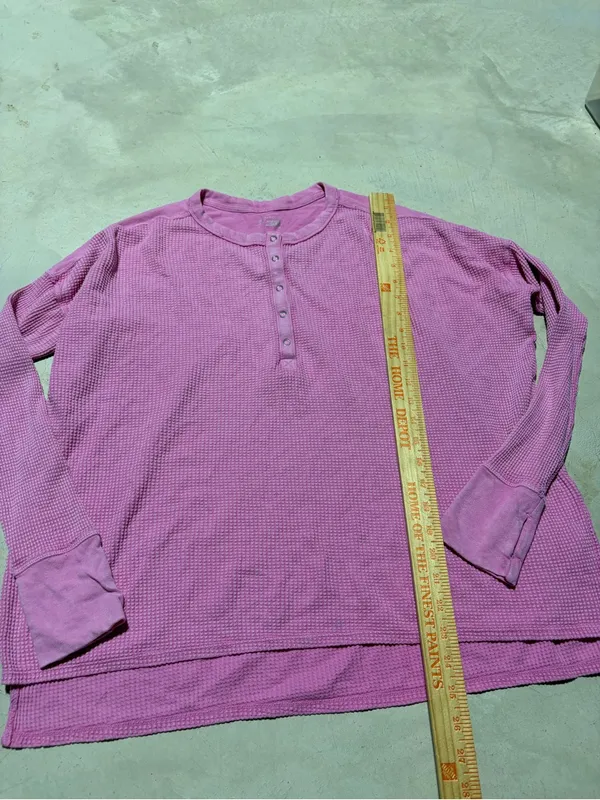 Aerie offline Pink Waffle Henley Long-Sleeve Shirt medium - Image 4