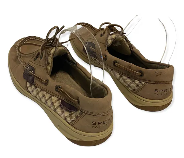 Boat Shoes in Tan and Plaid Size 8M - Image 8
