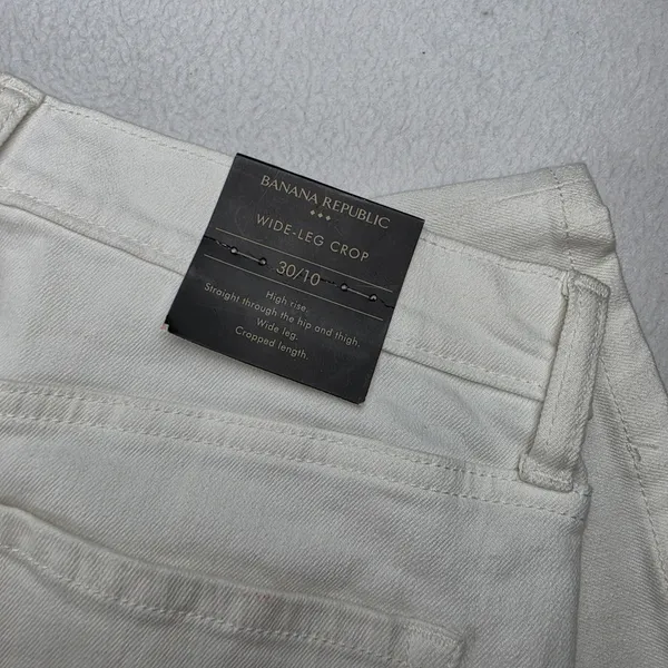 Banana Republic Womens 30/10 High Rise Wide Leg Crop Jeans Pure White 862762 - Image 8