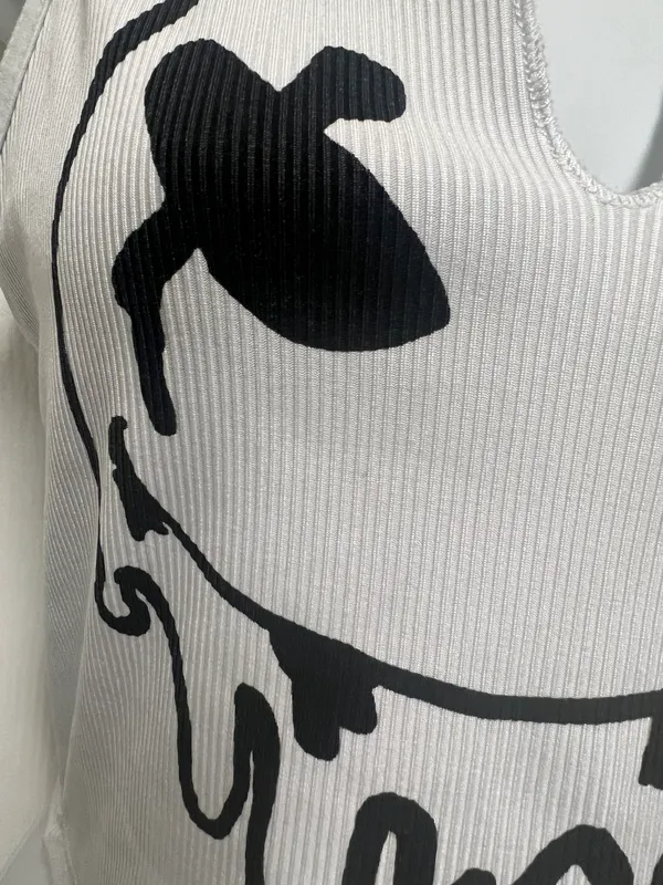 UNBRANDED White Sleeveless Emoji Tank Top - Image 4