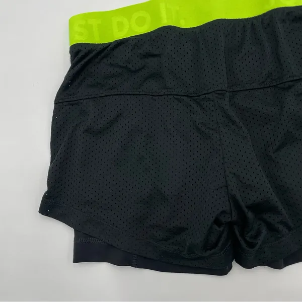 Nike Shorts Running Layers Black Neon Band Women Size‎ Small Fitted Mesh Stretch - Image 7