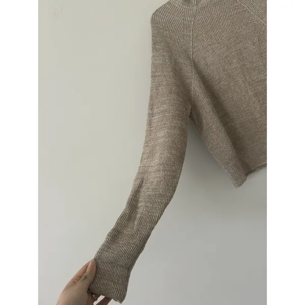 Free People Too Good Heathered Beige Knit Pullover Sweater Size Medium Cozy - Image 10