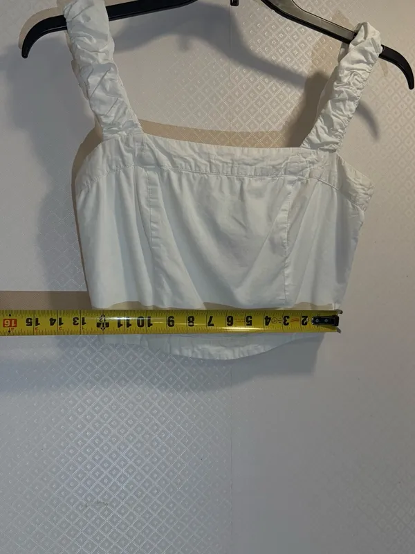 NWOT Free People Cream Elastic-Waist Cotton Ruffle Top - Image 7