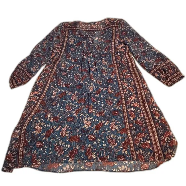 Joie 100% Silk Floral Boho Dress S Blue Burgundy Paisley Print - Image 6