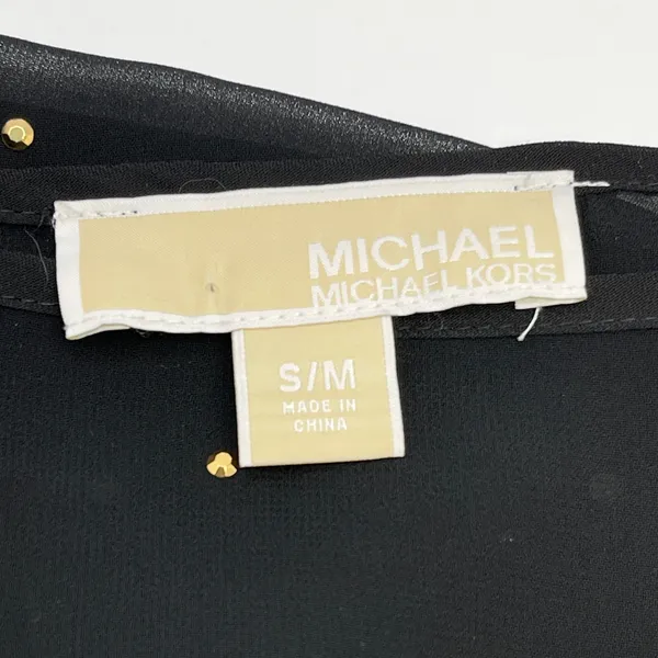 Michael Kors Womens Poncho Top Size S/M Black Gold Studded Sheer Flowy Glam - Image 9