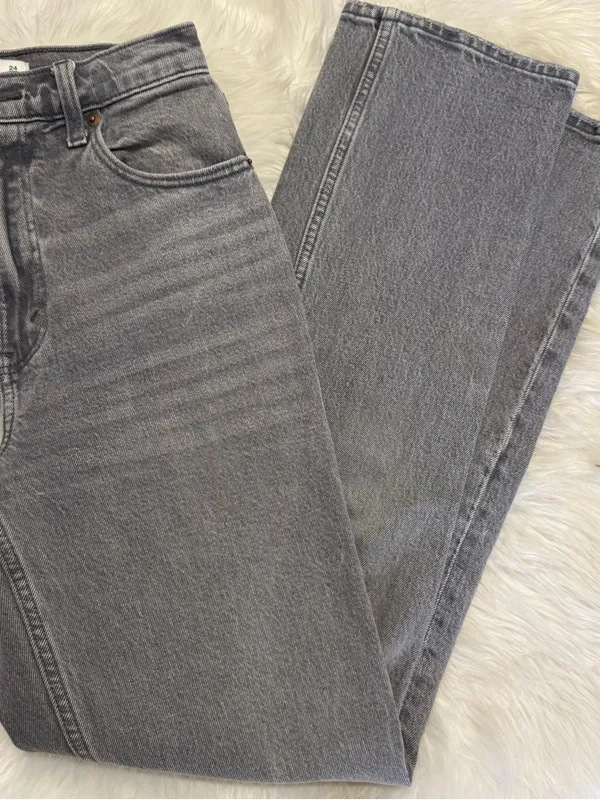 Abercrombie & Fitch 90s Straight Jeans 24 / 00 Gray Ultra High Rise - Image 5