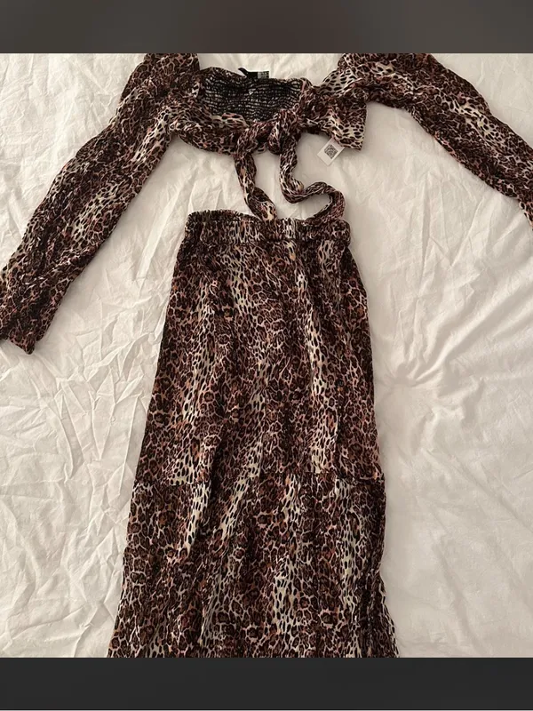 Leopard Print Two-Piece Crop Top & Maxi Skirt Set - Image 4