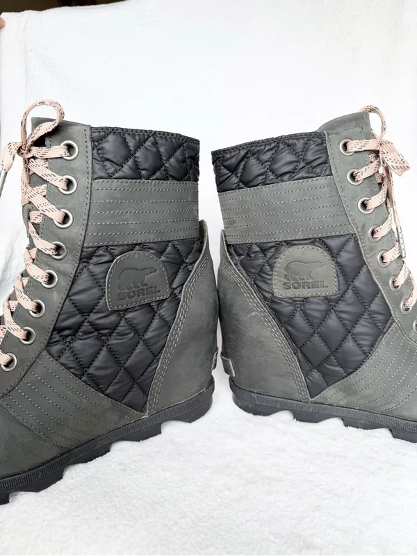 Sorel Womens Size 10.5 Lexie Wedge Felt Boots Camp-Dark Slate - Image 10