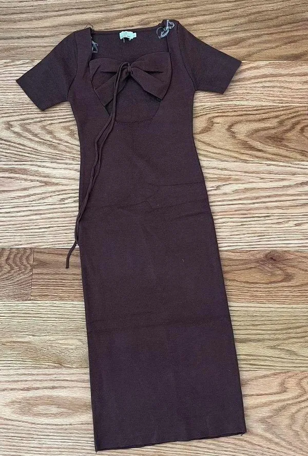 Peppermayo Brown Acrylic Midi Dress - Image 2