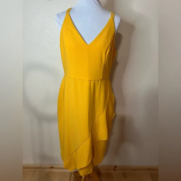 Harlyn yellow ruffle sheath dress XL - Image 2