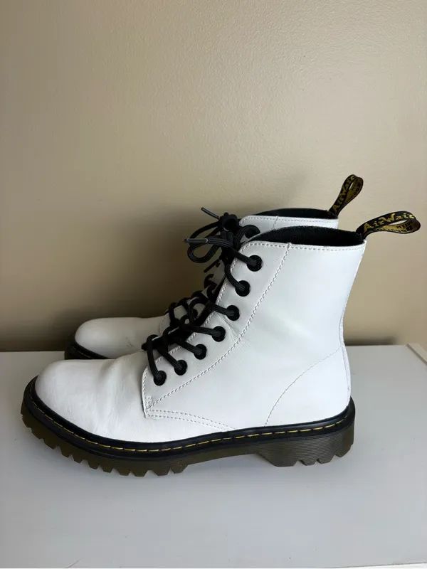 Dr. Martens Women's Luana White Lace Up Combat Boots Size 9 - Image 2