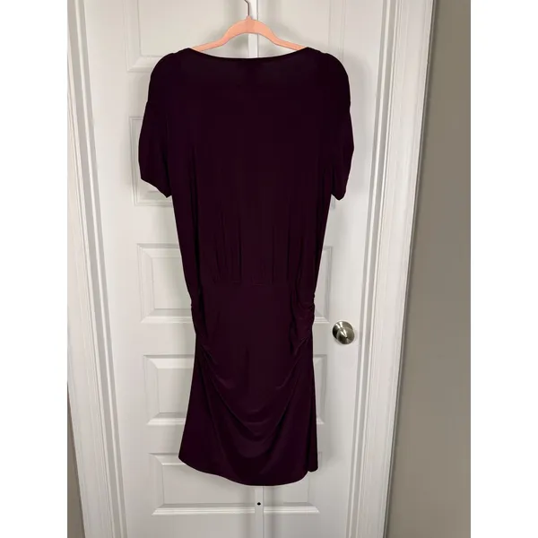 Lauren Ralph‎ Lauren Plum Ruched Midi Dress 10 Wedding Guest Romantic Feminine - Image 5