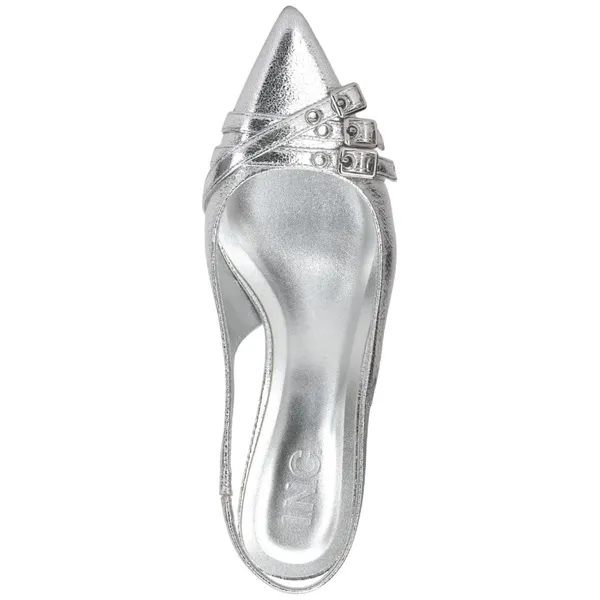 NEW INC International Concepts Pumps Kitten Heel Silver Crinkle Gray 7.5M - Image 3