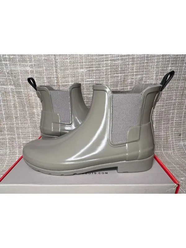 Hunter Original Refined Chelsea Gray Glossy Pull On Rain Boots Women’s US 8 - Image 6