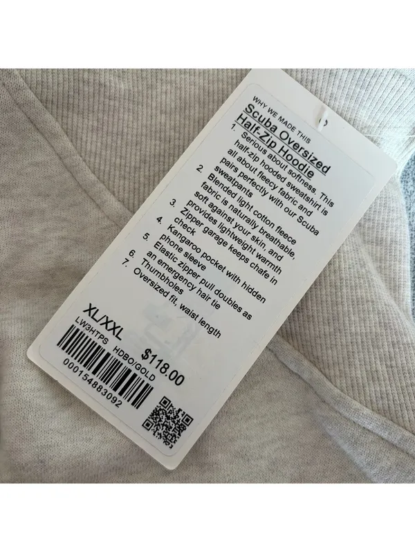 Lululemon Scuba Oversized Half Zip Hoodie Heathered Bone Gold Size XL / XXL New - Image 7