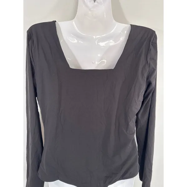 Quince Black Square Neck Bodysuit Women XL‎ Minimalist Stretch Essential - Image 7
