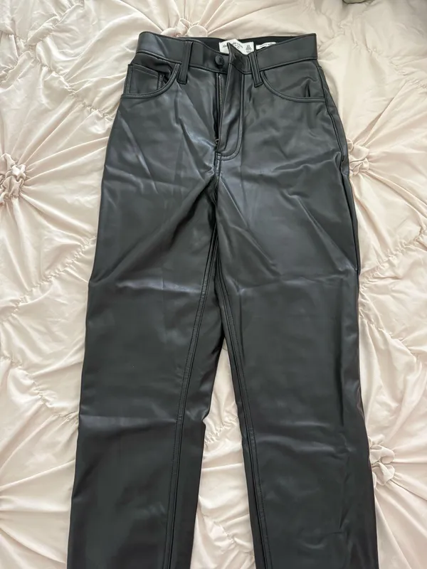 Abercrombie The Ankle Straight Vegan Leather Pants - Image 2