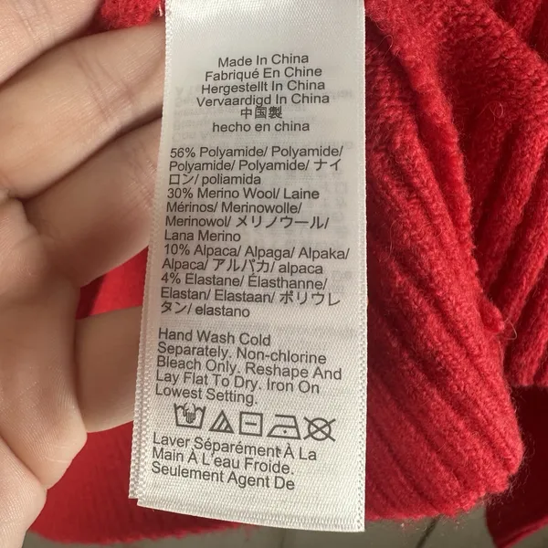 J.Crew V-neck Sweater Womens Medium Red Relaxed Alpaca Wool Blend CE717 - Image 6