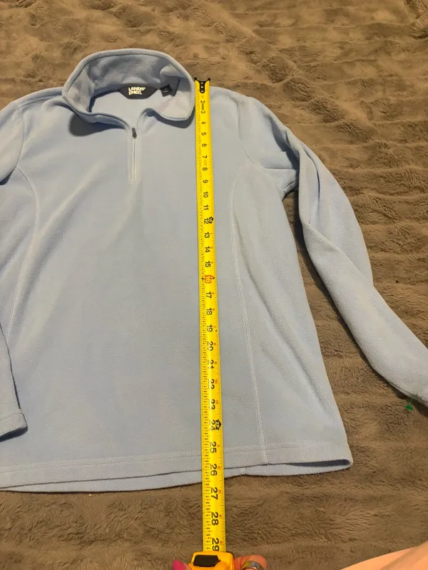 Lands’ End Blue Fleece Quarter Zip Pullover Cozy Soft Jacket M - Image 8