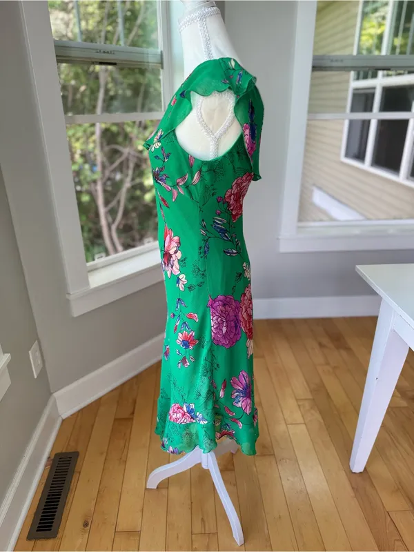 Roz & Ali Emerald Green Floral Asymmetrical One Shoulder Dress Size 6 - Image 2