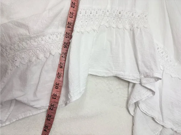 SEASPICE White Off-Shoulder Ruffle Sundress Peruvian‎ Cotton Handkerchief Hem M - Image 11