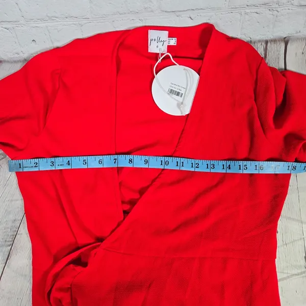 Princess Polly Agnetha‎ Mini Dress Red Long Sleeve Wrap Ruffle Flounce Women's 8 - Image 8