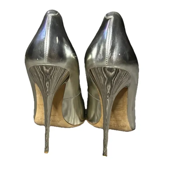Jimmy Choo Anouk Pumps EU 39 US 9 Silver Mirror Metallic Leather Stiletto Italy - Image 3