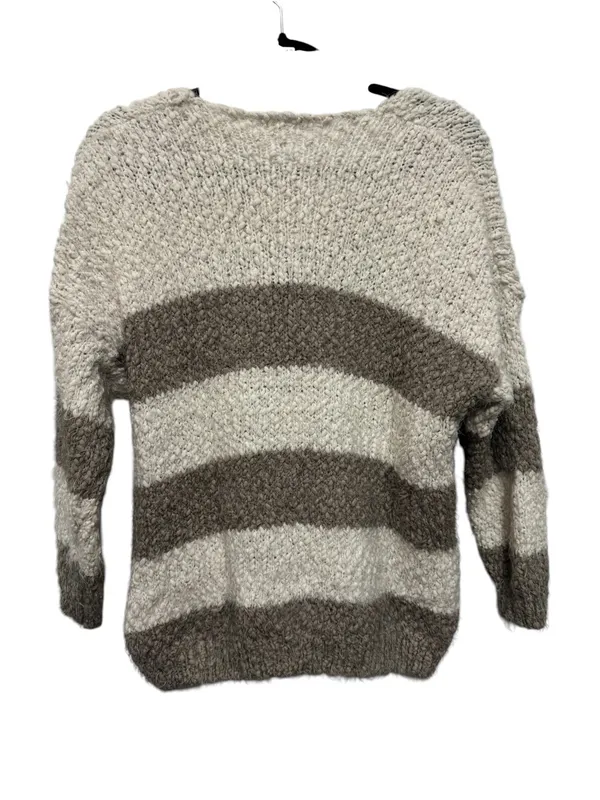 Altar'd State Cream & Taupe Striped V-Neck Sweater - Image 4