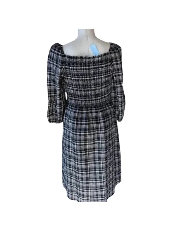 LOFT Plaid Gingham Square Neck Midi Dress Size L NWT - Image 4