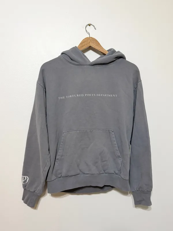 Taylor Swift The Tortured Poets Department Gray Hoodie Size Medium - Image 2