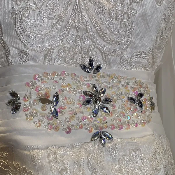 Women’s Ivory Dress & Matching Chiffon Jacket with beautiful detail Size L**READ - Image 3