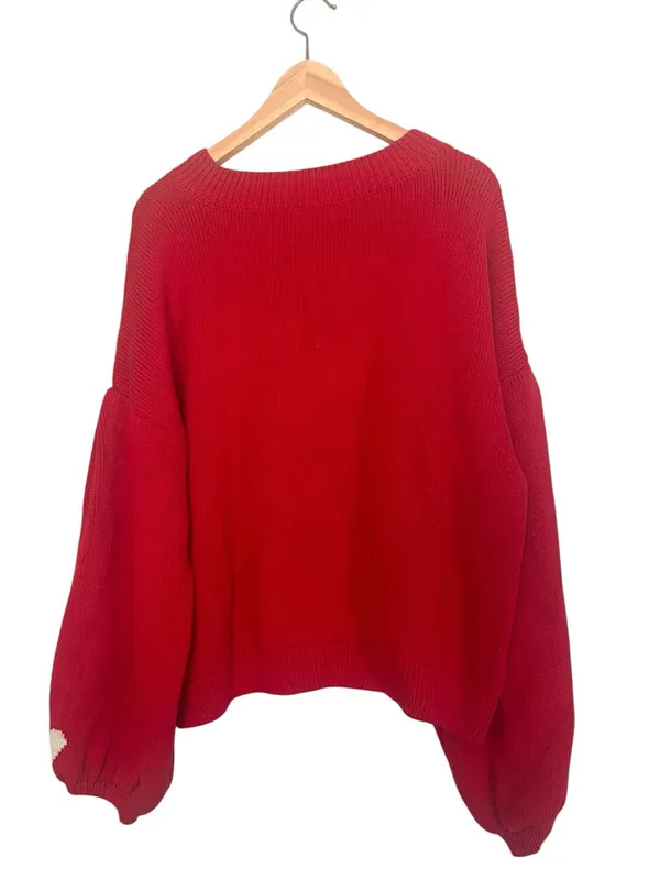Maeve Red‎ 'Take Me to Milan' Crewneck Cotton Knit Relaxed Sweater Size XL - Image 3