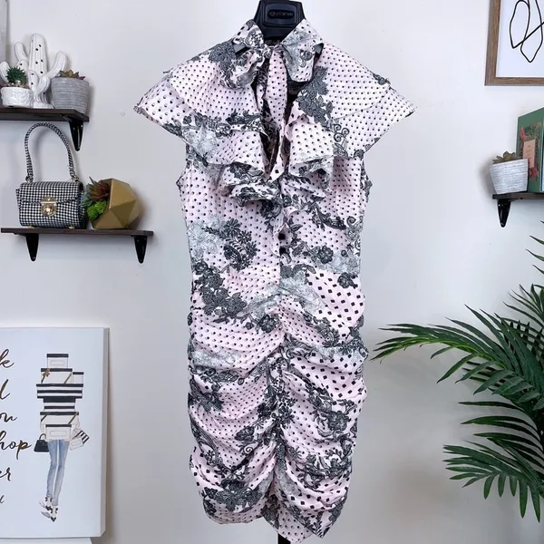 Elliatt Lemniscate Ruched Summer Mini Dress in Pink Multi Floral Size Small NWT - Image 2