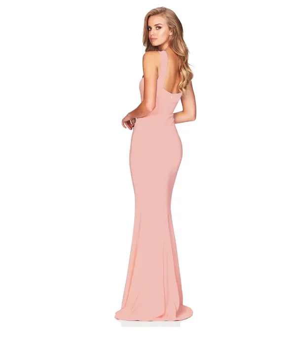 Blush Pink Cross‑Strap Mermaid Evening gown Dress NEW - Image 2