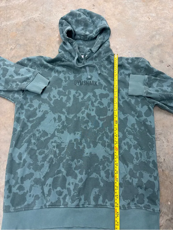 Gymshark Camo Pullover Graphic Hoodie Teal Green Womens Small - Image 4