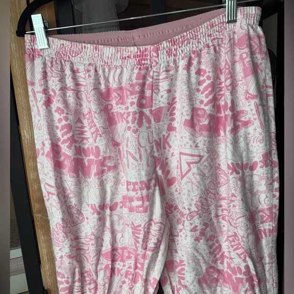 Vintage 2005 y2k Victoria’s Secret pink low rise pajamas pants graffiti elastic - Image 2