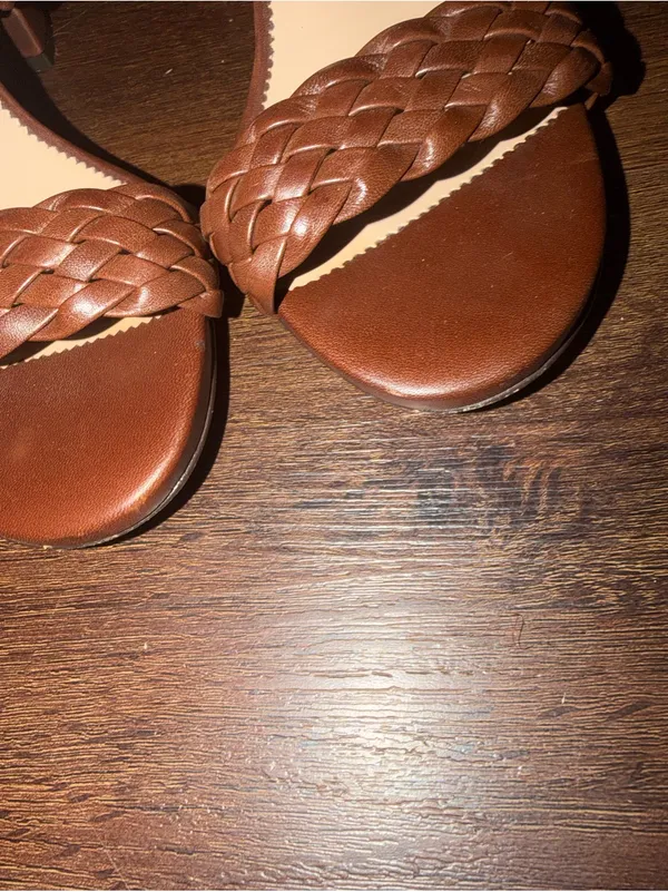 JCREW braided strap Italian leather brown block heels sandal $198 summer party - Image 6