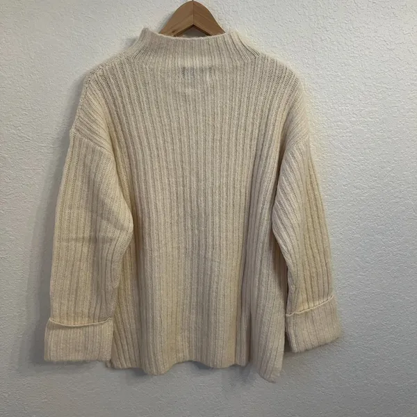 Old Navy Mock Neck Tunic Sweater‎ Size Small Shaker Stitch Knit Cream - Image 5