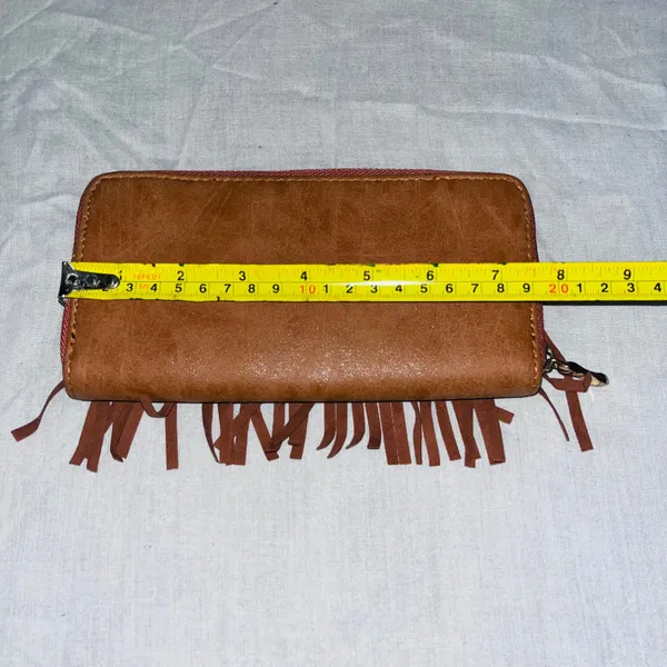 Brown Boho Fringe Wallet - Western Style Clutch Style - Image 3