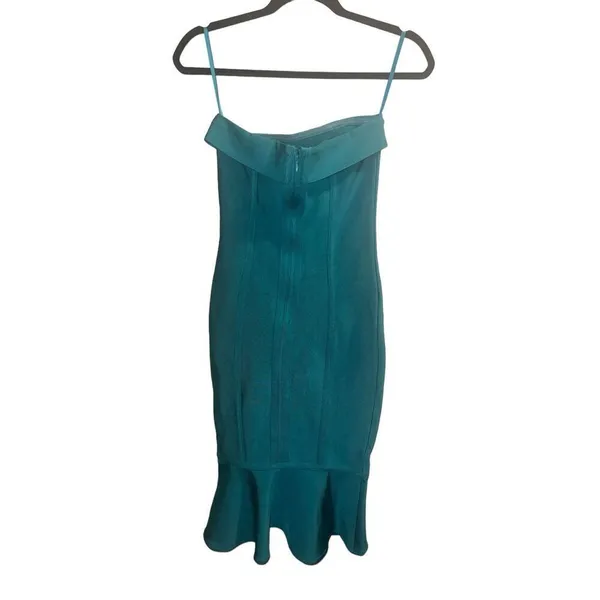 ✨Few Moda Cocktail Strapless Bondage Ruffle Trim Blue Sz Small Dress✨ - Image 4